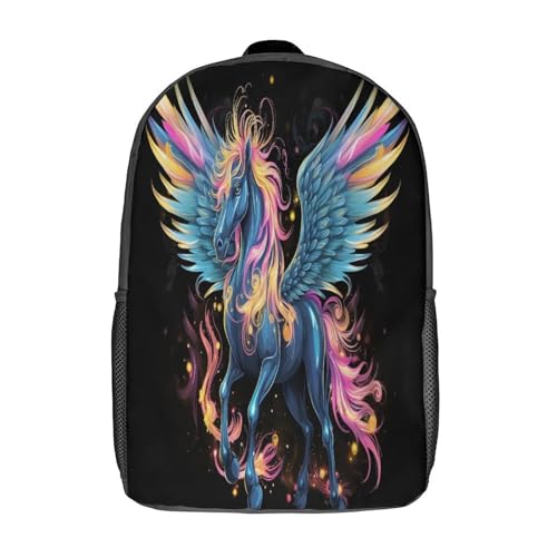 Zaino Fantasy_Unicorn con tasca Zaini da viaggio stampati in 3D Borse per libri Borsa da scuola per bambini