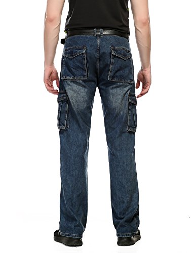 Mens Classic Work Multi Pockets Denim Cargo Jeans3
