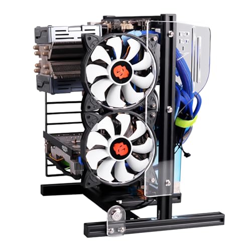 Gabinete de PC ITX para bancos de pruebas, chasis abierto refrigerado por aire y con refrigeración líquida, soporte para placas base ITX (17 x 17 cm), ATX y Micro-ATX, bastidor para disipación térmica miniatura 1