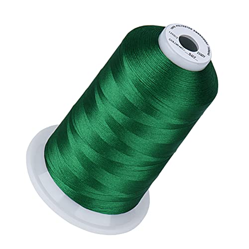 Image of Simthread 5000M 40WT Polyester Embroidery Thread, Emerald Green 507 | 5000M 40WT polyester thread feeds smoothly for machine embroidery, monograms, logos, patches and quilting.