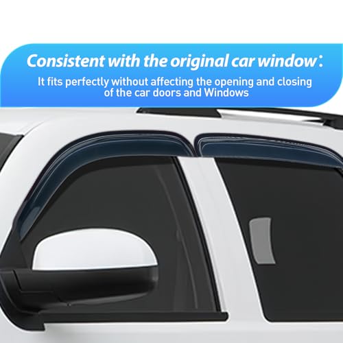 Image of Nilight Tape-On Rain Guards for Chevy Tahoe GMC Yukon 2007-2014, 4PCS | Fits 2007 2008 2009 2010 2011 2012 2013 2014 Tahoe Yukon Side Window Wind Deflectors for Fresh Air in Rainy Weather
