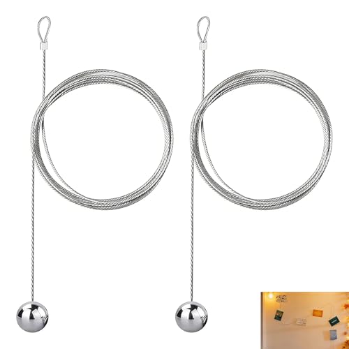 2 Pièces Câble Photo, Porte Photo Fil Métallique Acier, Câble Galvanisé pour Suspendre Photos...