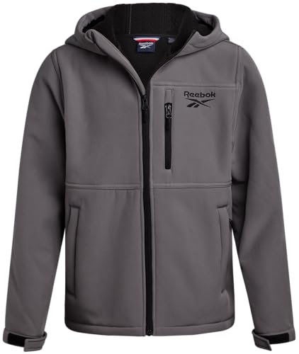 Image of Reebok Boys Softshell Jacket, Sherpa Fleece Lined Hooded Windbreaker