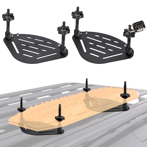 Krimocy Traction Board Mounting Kit with Lock DIY-Installable Recovery Board Mount Universal Bracket for Rooftop Platform Traction Tracks