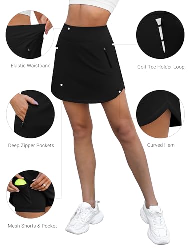 LouKeith Golf Skirts for Women Tennis Skirt with Zipper Pockets High Waisted Running Casual Athletic Skorts Built-in Shorts4
