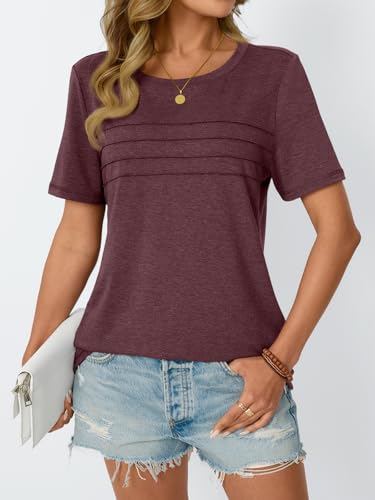 AUTOMET Women's Summer Short Sleeve Shirts Trendy T-Shirts Dressy Casual Blouses 2025 Crew Neck Tunic Beach Fashion Tops3