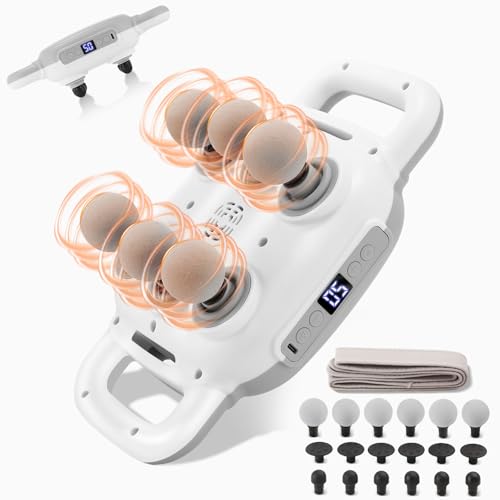livre Rollingsurfer Pistolet de Massage à 6 Têtes pour Tissus Profonds, Massage Gun Électrique avec 50 Vitesses et 9 Modes, Masseur Portable Musculaire pour Une Relaxation Corporelle Complète