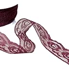 MYMERCERIE Dentelle Rachel Roses 28mm Prune au mètre