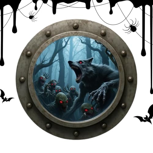Fenêtre ronde fantôme effrayante et décoration murale hanté pour réveiller les légendes d'antan
