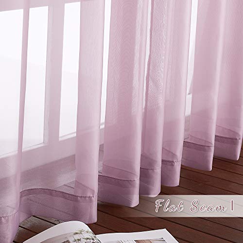 Image of NICETOWN Bedroom Sheer Curtains 63 inch Length for Princess Bedroom, Grommet Top Voile Textured Window Curtains Light and Airy Drapes for Children Room, 54'' W, 1 Pair, Purple,Adult
