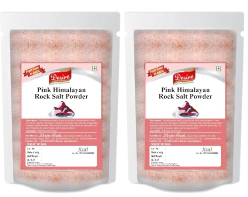 Image of Desire Pink Himalayan Rock Salt Powder 1 kg | Salt in Fresh | Mineral Rich | Low Sodium Pink Salt | Flavorful | Vegan Food (Pack of 2)