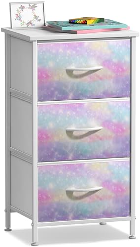 Sorbus Kids Nightstand, Fabric Drawers (Watercolor, 3 Drawer) - image 1