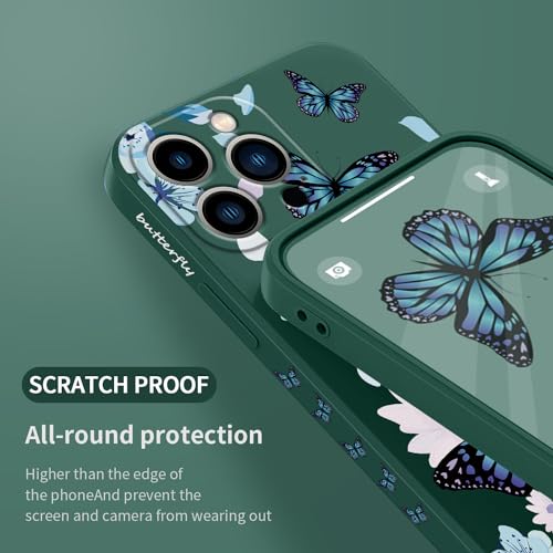 Coque iPhone 13 Pro Max silicone vert papillon aurore LEECG