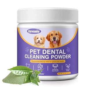 Dog Dental Powder,Dog Teeth Cleaning Powder,Plaque Off Powder Dog,Remove Food Residue and Tartar,Eliminate Oral Odor,Dog Breath Freshener-100G