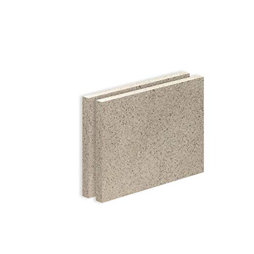 Vermiculite Platte Schamott-Ersatz für Kamin-Ofen Feuerraum Auskleidung SF600 400x300mm 25mm Stärke Temperaturbeständig bis 1100 °C mind. 600kg/m³ Rohdichte (x2)