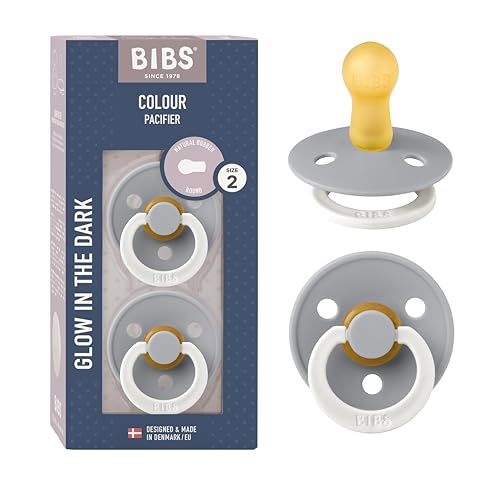 Image of BIBS Pacifiers Colour Collection | Natural Rubber Baby Pacifier | Set of 2 BPA-Free Soothers | Made in Denmark | 6+ Months (Pack of 2) | Cloud Night