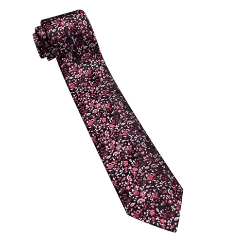 Image of Barry.Wang Floral Ties for Men Flower Necktie with Tie Clip Formal