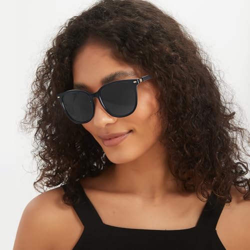 HASFOX® Women's Polarized Sunglasses | UV Protection Square Oversized Shades | Mirrored Trendy Stylish Sunnies | with Case2