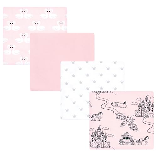 Image of Hudson Baby Unisex Baby Cotton Flannel Receiving Blankets, Fairytale Princess, One Size