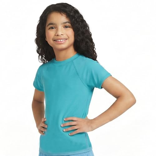 Image of Lands' End Girls' Swim UPF 50+ Short Sleeve Sun Tee Rash Guard Shirt