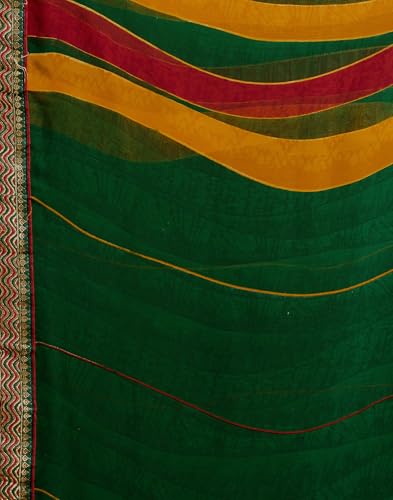 Image of SIRIL Women's Printed Chiffon Saree with Unstitched Blouse Piece