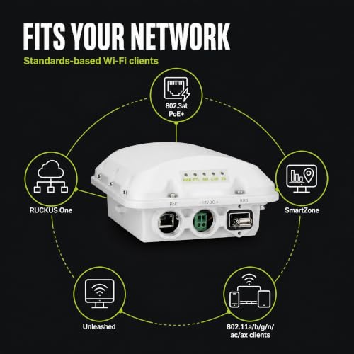 Image of Ruckus T350 WiFi 6 Outdoor AP (901-T350-US40) 1774Mbps 2x2 MU-MIMO BeamFlex IP67 PoE /12V BLE Zigbee IoT 512 Clients - ACE 3 Year Warranty (Hardware Only)