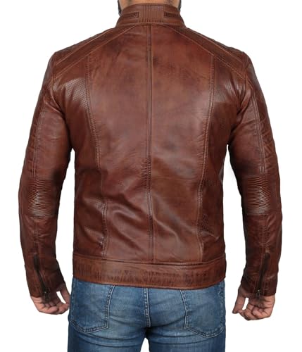 Decrum Mens Leather Jacket - Real Lambskin Cafe Racer Motorcyle Style Leather Jackets For Men4