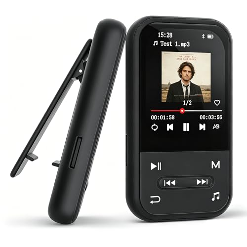 Image of 64GB Clip MP3 Player with Bluetooth 5.3, Music Player with FM Radio & Voice Recorder, E-Book, Portable Music Player Running & Workout, Supports up to 512GB, Earphones Included