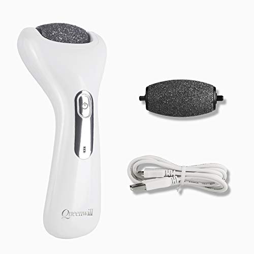Electric Callus Remover, USB Rechargeable Foot File Removes Dry, Dead, Hard, Cracked Skin & Callus for Perfect Foot Care at Home & Travel, 2 Roller Heads Included