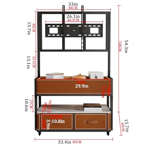 Soporte móvil para TV de 50-90 pulgadas con ruedas y dos cajones miniatura 2