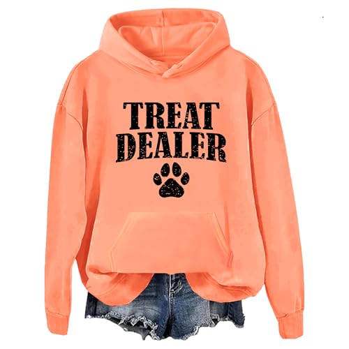 Sudadera con capucha Treat Dealer, sudadera con capucha y cuello con capucha, sudadera con capucha Treat Dealer, sudadera unisex, naranja, XL