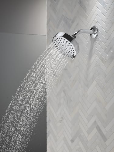 Image of Delta Modern 4-Setting Chrome Shower Head, 5.75 Inch Round Shower Head, 1.75 GPM Flow Rate, Chrome 52401