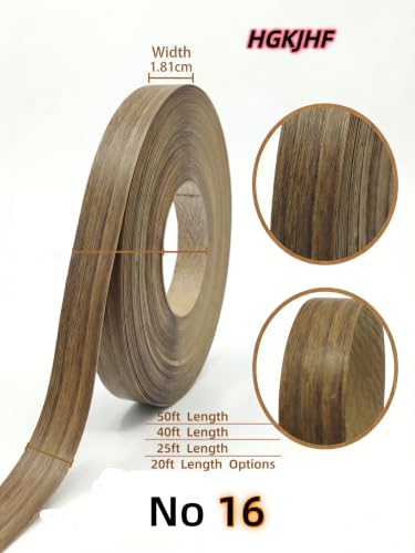 Image of HGKJHFmelamine Edging Tape. pre Coated with hot melt Adhesive Flexible Veneer Edge Edging, Used for Cabinet and Furniture Maintenance (No16-Wood Grain Color, 1.81cm*7.6m)