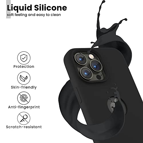Image of eller sante Liquid Silicon Logo-Cut for iPhone 14 Pro Case Cover, Soft TPU, Shockproof, Scratch Resistant, 6 Feet Drop Protection, Compatible with iPhone 14 Pro Back Cover - Black