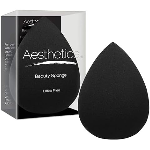 Aesthetica Cosmetics Beauty Sponge Blender - Latex Free and Vegan Makeup Sponge Blender - For Powder, Cream or Liquid Application - One Piece Make Up Sponge Cover