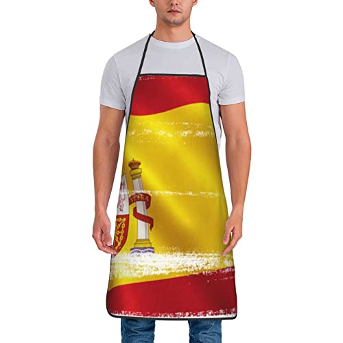 Taekwondo Design Print Babero Delantal Para Mujeres Hombres Cintura Ajustable Delantales Chefs Cocina Delantales, Bandera De España, Talla Única
