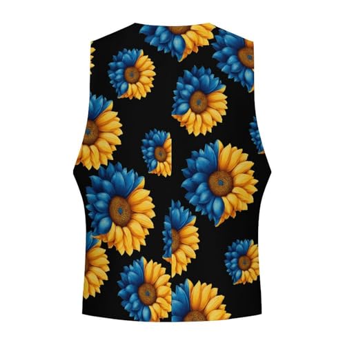 Ukraine Flag Sunflower Men's Suit Vest Slim Fit Business Dress Party Pattern Waistcoat Vest Top4