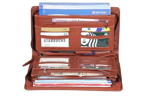 Image of Sukeshcraft Multiple Cheque Book Holder | Original PU Holds Upto 8 Cheque Books, Brown