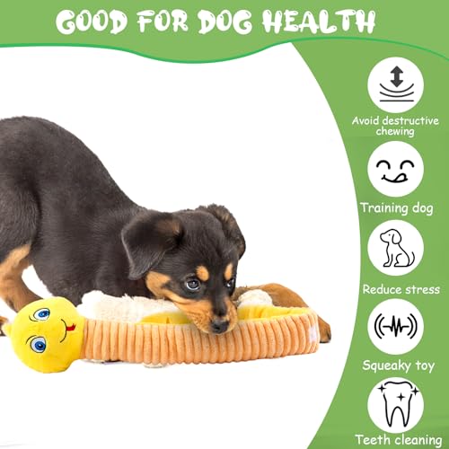 Hundespielzeug Intelligenz, Intelligenzspielzeug für Kleine Medium Hund, Quietschendes Hunde Spielzeug zum Stressabbau, Hundespielzeug Schnupftabak für Puzzle und Nahrungsinstinkttraining (Gelb)