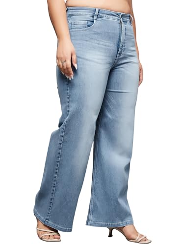 Image of Miss Chase A+ Women's Wide-Leg High Rise Regular Stretchable Denim Jeans