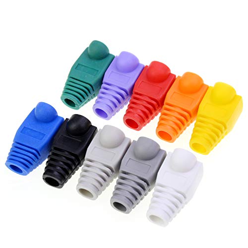 HSEAMALL 100 PCS Coloré RJ45 Fin Bouchon Connecteur Capuchon Souple En Plastic Ethernet Réseau Plug Gaine Câble Bottes… - Image 3