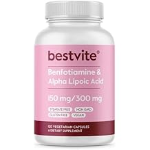 BESTVITE Benfotiamine 150mg / Alpha Lipoic Acid 300mg 120 Vegetarian Capsules - No Stearates - Vegan - Gluten Free - Non GMO