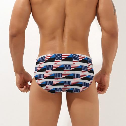 U.S. and Estonia Flag Mens Swim Briefs Quick Dry Triangle Trunks Swimsuit Swimming Bikini Swimwear2
