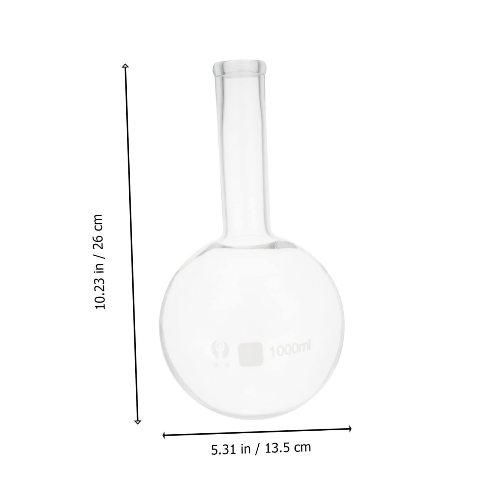 Baluue Flacon à Col Étroit en Verre 1000ml, Fond Plat Résistant Haute Température, Forme Simple et Élégante pour Usage Scientifique en Laboratoire