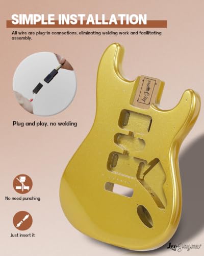 Image of Leo Jaymz DIY ST Style Electric Guitar Kits,Spray-painted Mahogany Body,Laurel Wood Fingerboard and Maple Neck, including all Components (ST-Gold New)