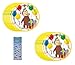 Unique Curious George Birthday Baby Shower Party Supplies Bundle Pack includes 16 Dessert Cake Paper Plates and 1 Dinosaur Sticker Sheet