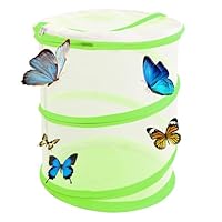 Einfach aufzubauendes Schmetterlingszucht-Set mit Raupen und Netz Käfig - Schmetterlingshaus und Schmetterlingsbaum für Ihre Schmetterlings-Orchideentöpfe(30 x 35 cm)