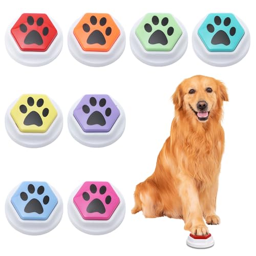 NAVESO 8 Pièces Buzzer Enregistrable, Bouton Enregistreur, Buzzer Sonore, Bouton Chien Communication, Boutons Parlant Enregistrable pour Lentraînement Au Animaux Communication Enregistrée