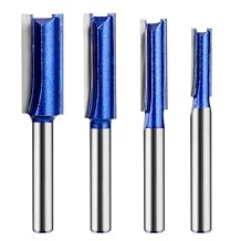BAIDETS Double Flute Straight 1/4 Shank, Flush Trim Router Bit Set, Cutting Diameter Respectively 1/4", 5/16", 3/8", 1/2" for Home DIY and Woodworking