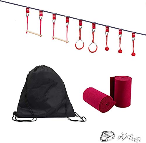 Cretee Ninja Slackline Outdoor Tree Hanging Obstáculos Line Accessories Play Set Ninja Line Obstáculo Equipo de Entrenamiento Slack Line Outdoor Equipamiento Deportivo para niños